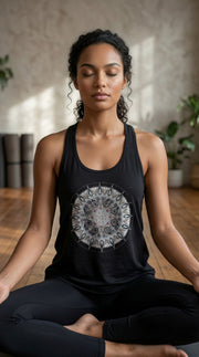 Mandala Women's Racerback Flowy Tank Top in Black