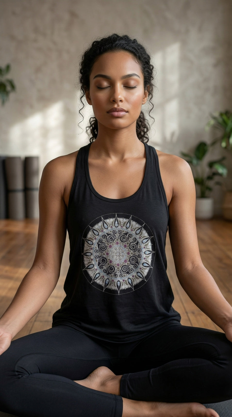 Mandala Women's Racerback Flowy Tank Top in Black