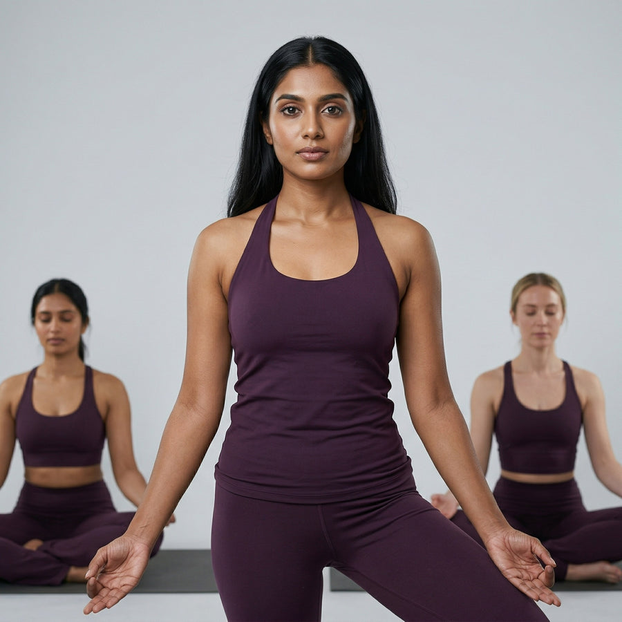 Bamboo Organic Cotton Women's Halter Top in Plum