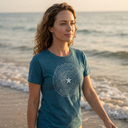 Seaside Spiral Women's Relaxed Short Sleeve Tee in Teal