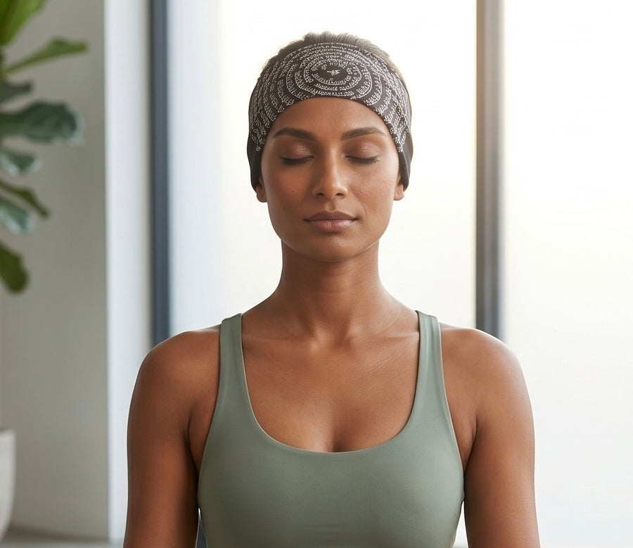 Sanskrit Cotton Lycra Raw Edge Headband in Black