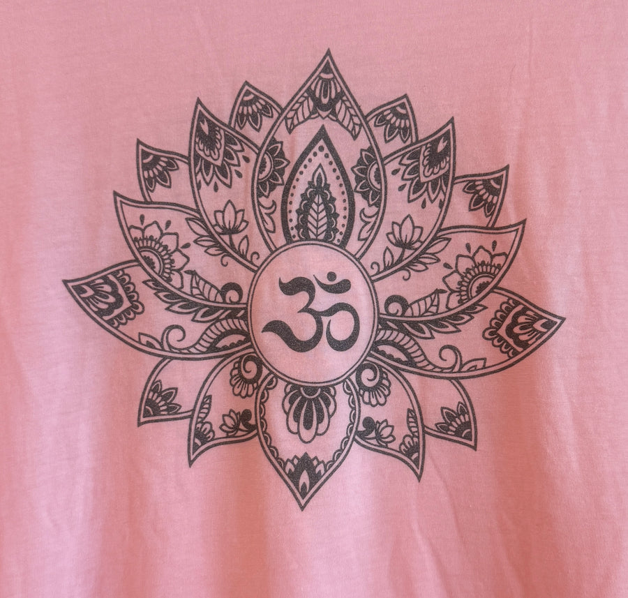 Paisley Lotus Women's Relaxed Short Sleeve Tee in Pink