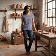 Arriving Soon Mandala Women's Bamboo Organic Cotton Cap Sleeve Tee in Stone Blue