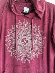 Om Wild Sun Women's Vintage Lightweight Hoodie in Berry