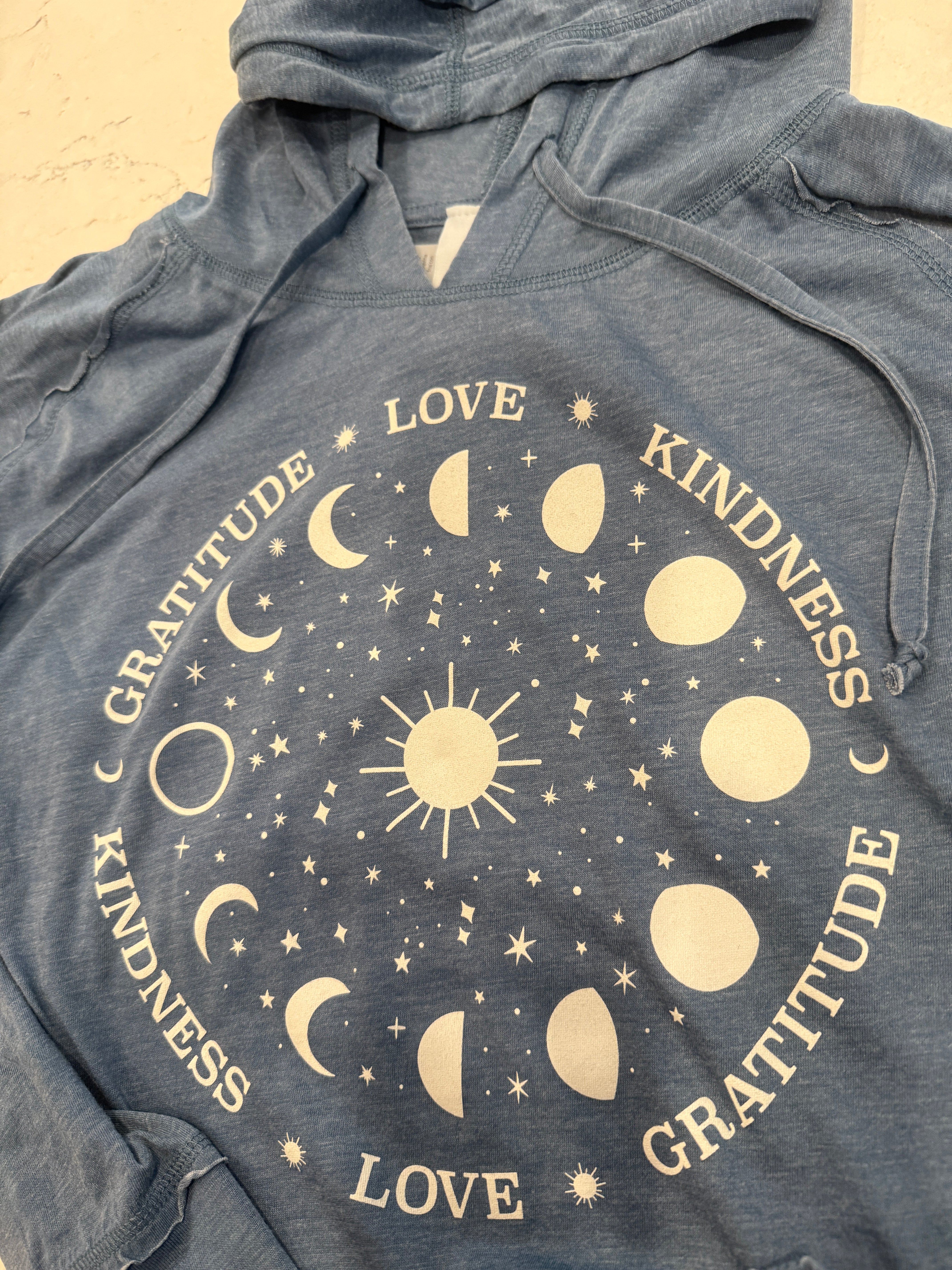 Moon & Stars Women's Vintage Fleece Hoodie Ancient Language Yoga Clothing