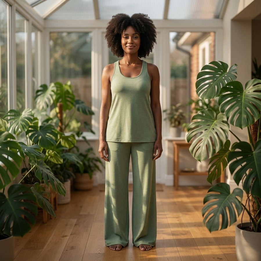 Featherweight Double Dye Women's Palazzo Pant in Sage Green