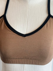 Bamboo Bralette Latte with Black Binding