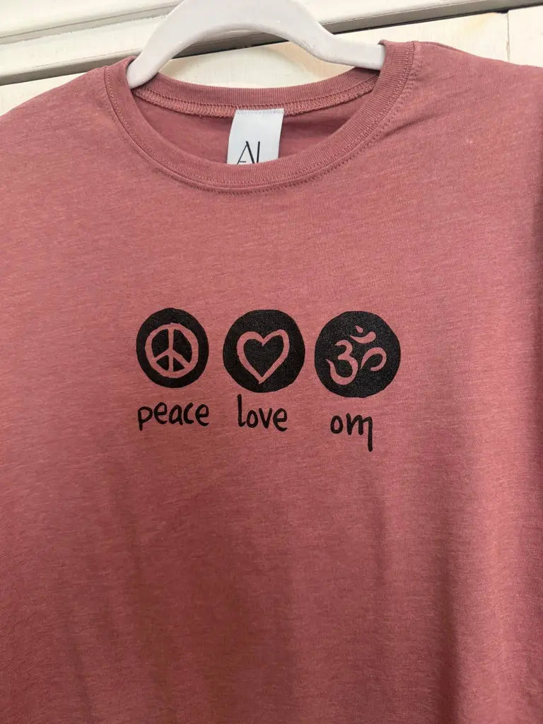 Peace Love Om Long Sleeve Tee - Ancient Language Yoga Clothing