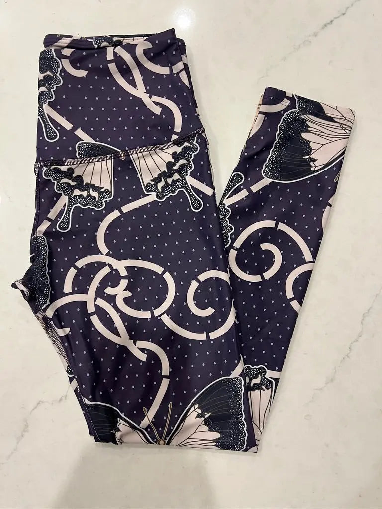 Print Sueded High Waist Yoga Legging - Ancient Language Yoga Clothing