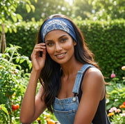 Mandala Bamboo Organic Cotton Raw Edge Headband in Heather Navy