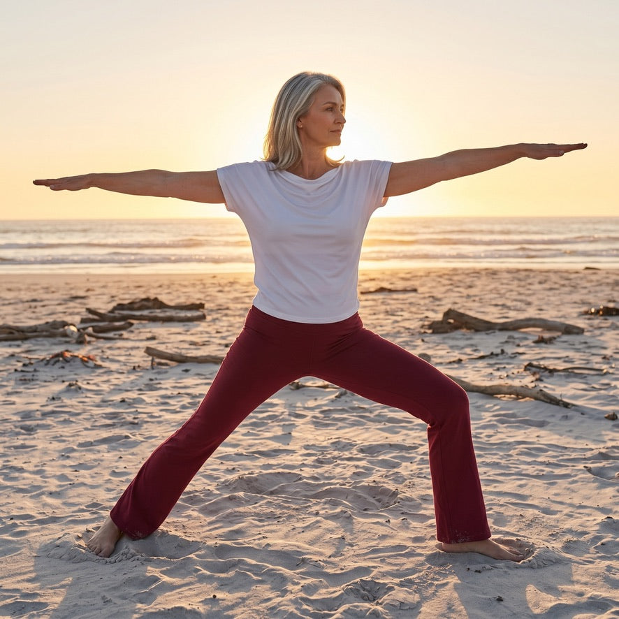 Bamboo Organic Cotton Women's Bootcut Yoga Pant in Dusty Berry