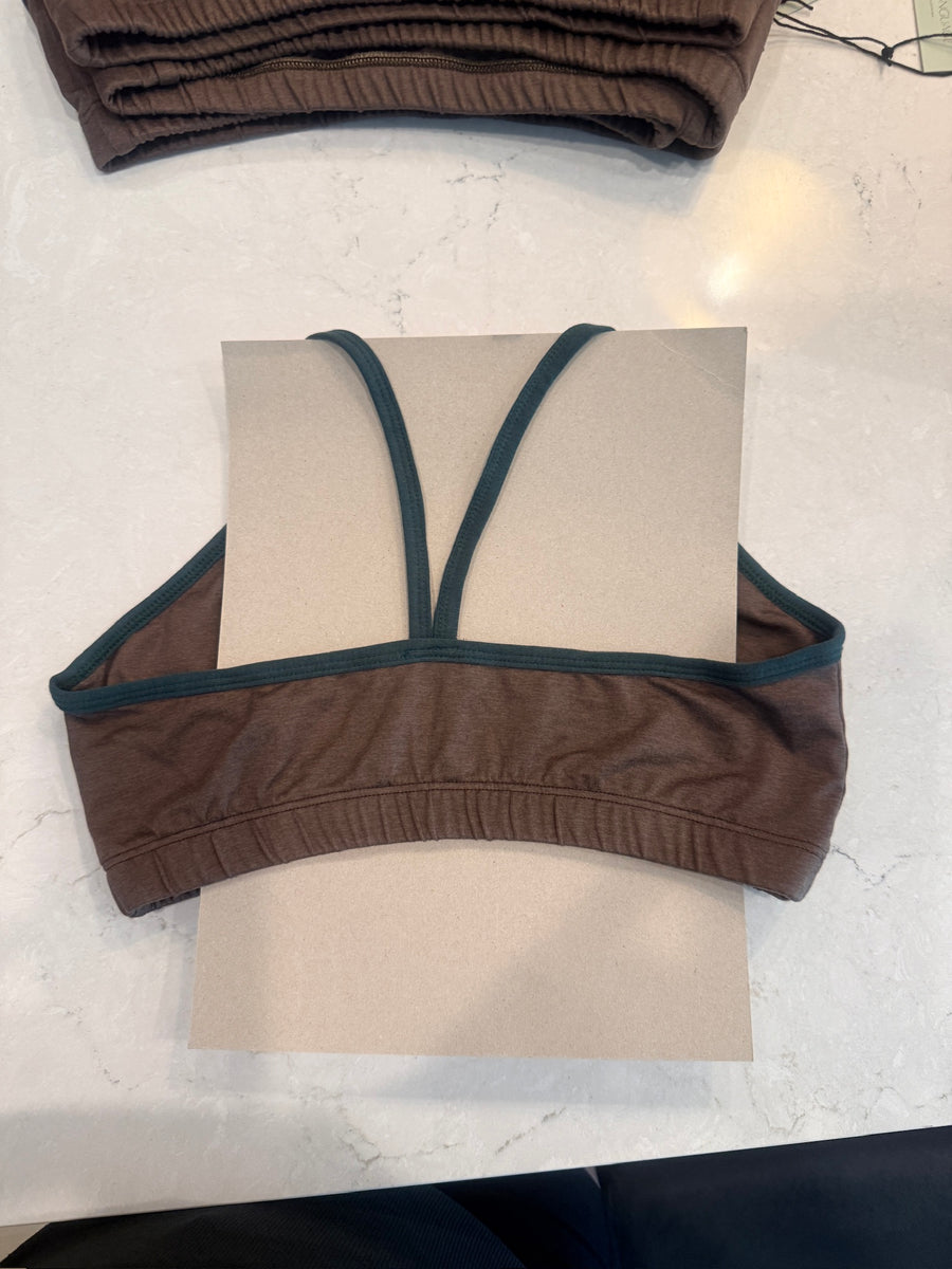 Featherweight Double Dye Women's Bralette in Heather Brown-Pine Binding