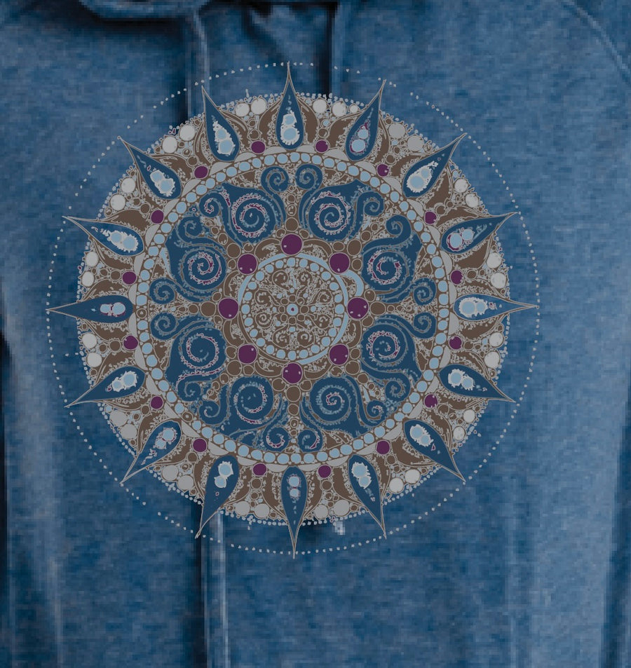 Mandala Unisex Lightweight Hoodie in Indigo