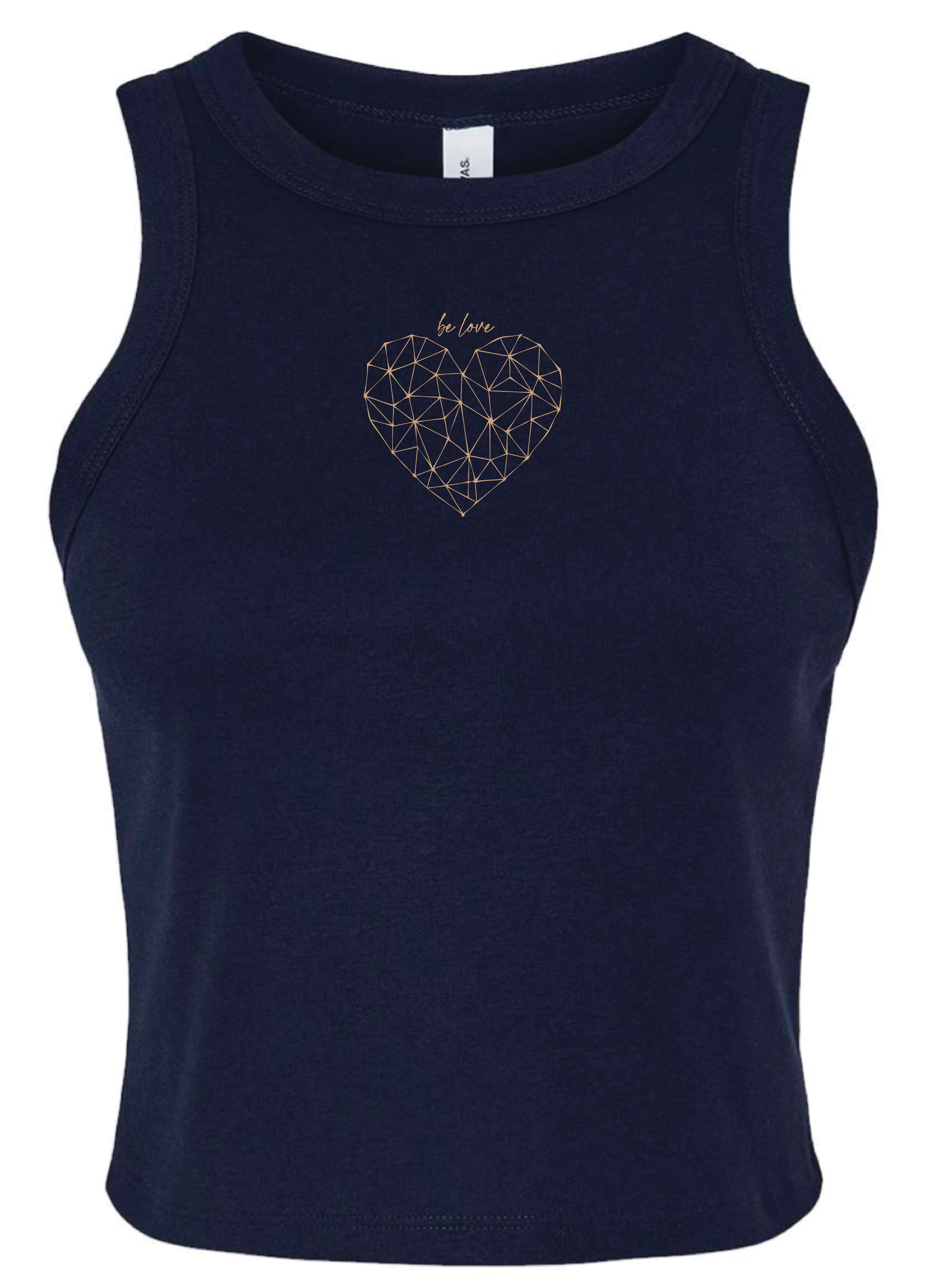 Diamond Heart Crop Rib Tank in Navy