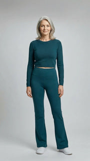 Bamboo Organic Cotton Women's Bootcut Yoga Pant in Moroccan Teal