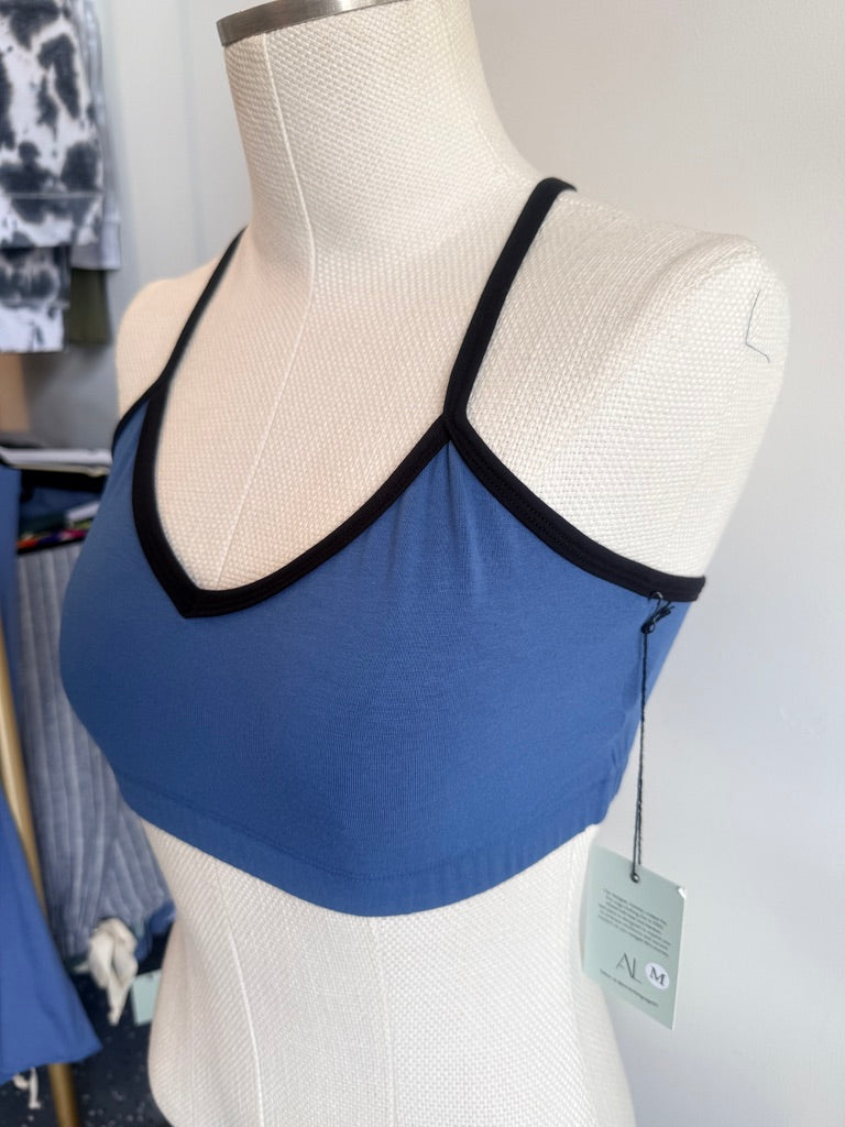 Bamboo Bralette Slate Blue with Black Binding