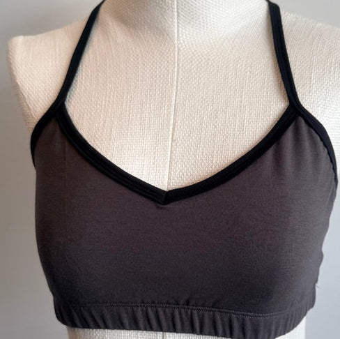 Bamboo Bralette Coffee Brown with Black Binding