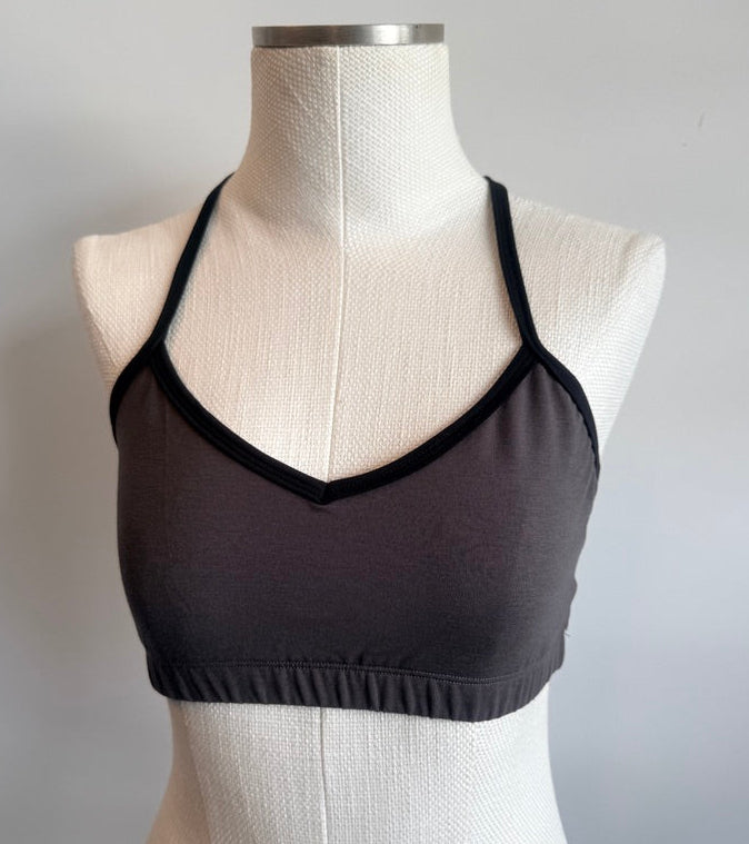 Bamboo Bralette Coffee Brown with Black Binding