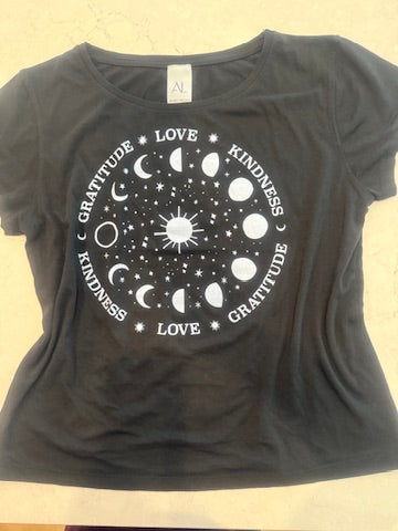 Moon & Stars Women's Boxy Loose Tee Ancient Language Yoga Clothing