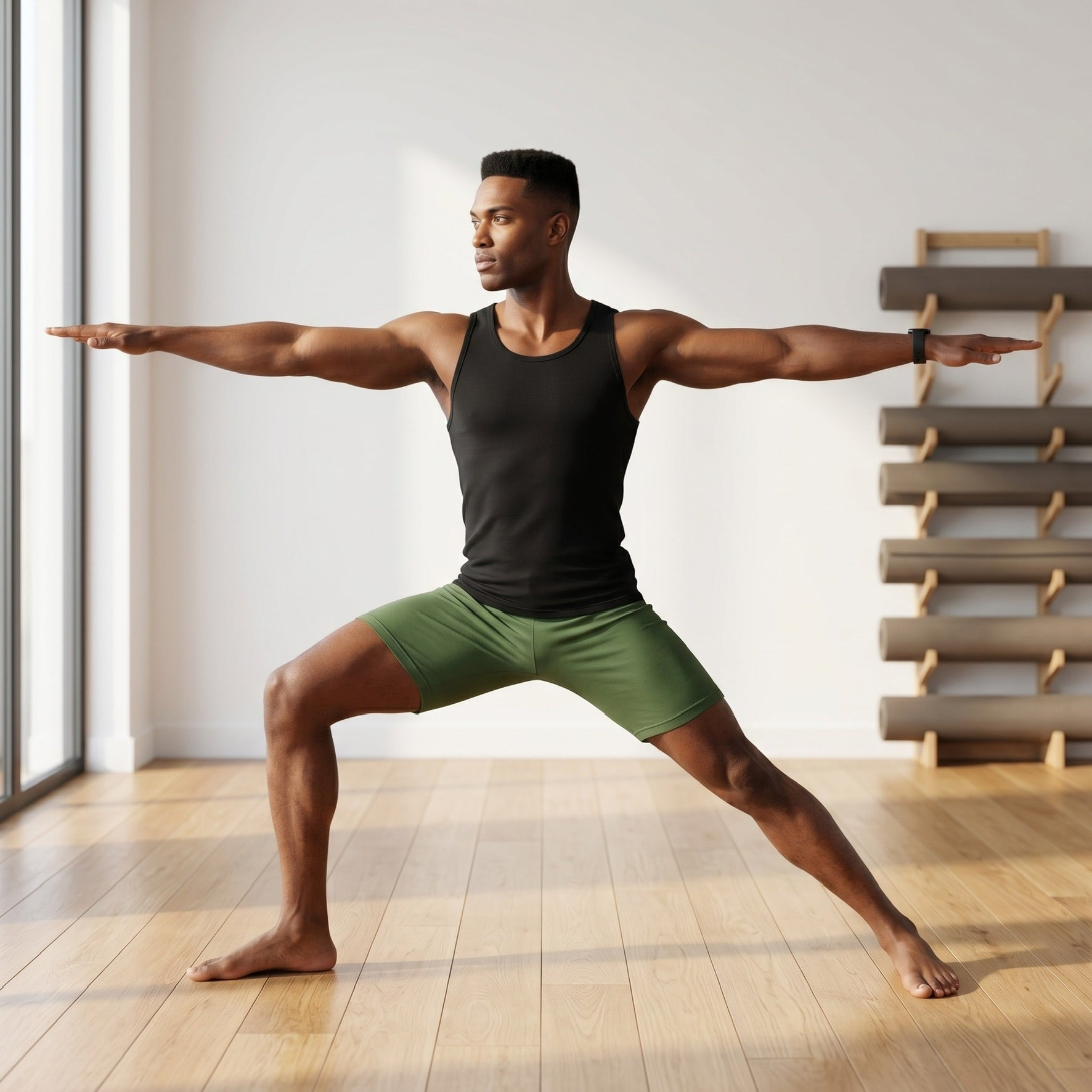 Bamboo Organic Cotton Men's Yoga Short in Moss Green