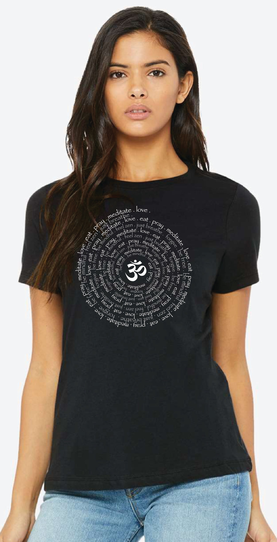 Zen Spiral Relaxed Womens Short Sleeve Tee in Black