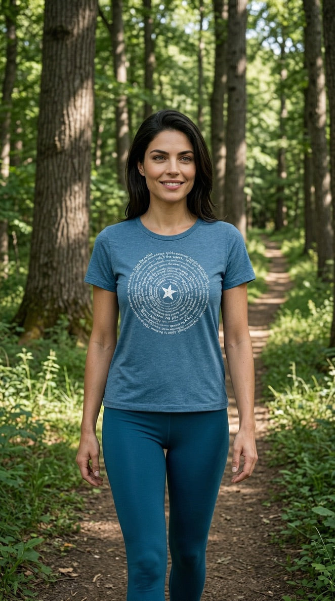 Seaside Spiral Women's Relaxed Short Sleeve Tee in Teal
