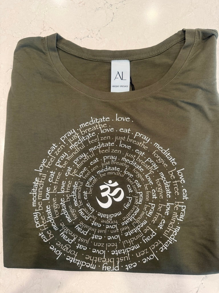 Zen Spiral Women's Bamboo Cap Sleeve Tee Ancient Language Yoga Clothing