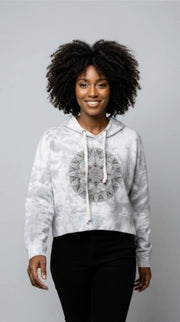Mandala Women's Tie Dye Hoodie in Grey