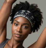 Wild Lotus Cotton Lycra Raw Edge Headband in Black