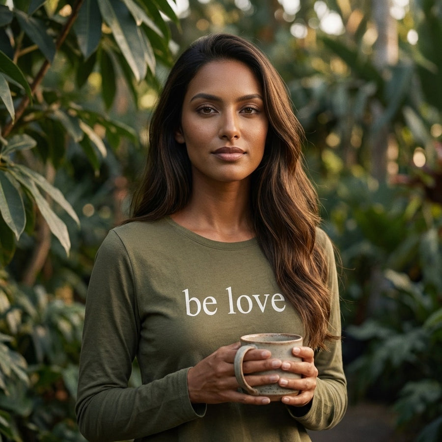 Be Love Women's Bamboo Long Sleeve Tee in Cypress Green