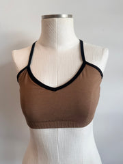 Bamboo Bralette Latte with Black Binding