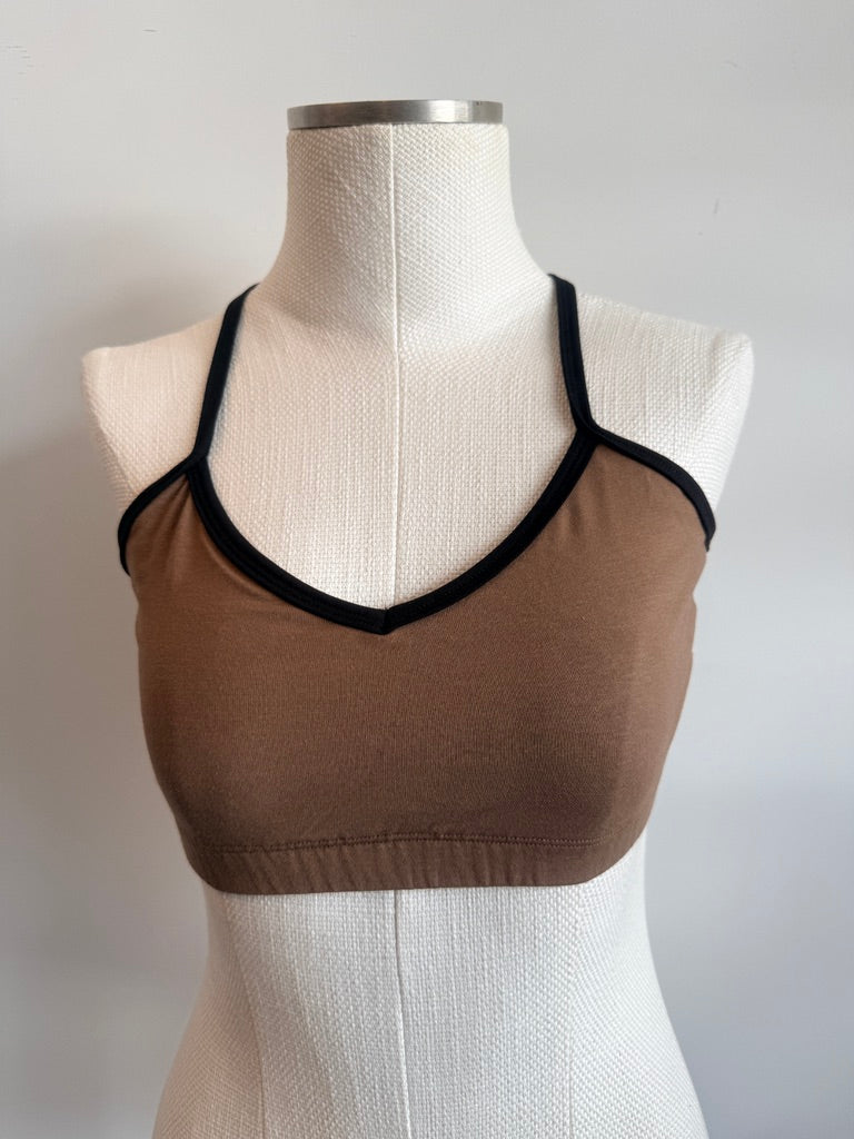 Bamboo Bralette Latte with Black Binding