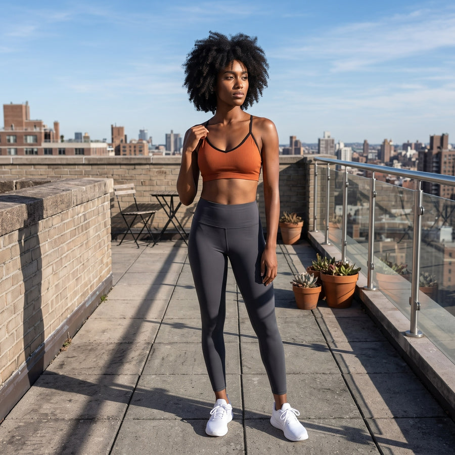 Bamboo Organic Cotton Bralette Rust with Black Binding