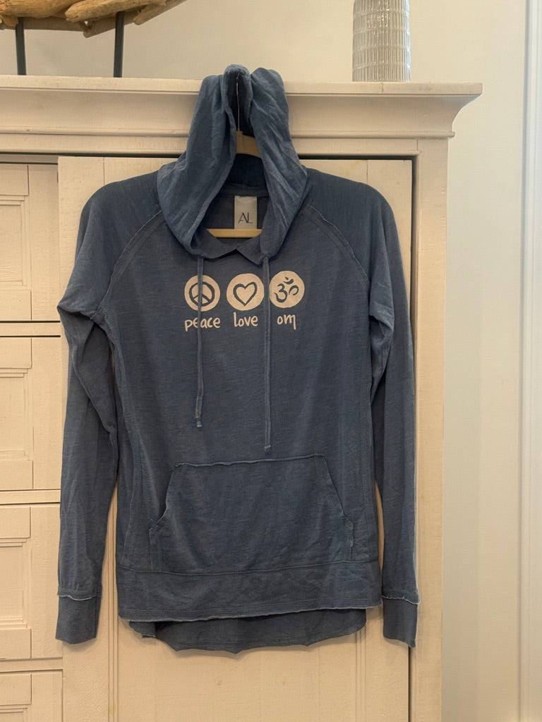 Peace Love Om Vintage Lightweight Hoodie Ancient Language Yoga Clothing