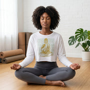 Vintage Buddha Women's Long Sleeve Crop Tee in White