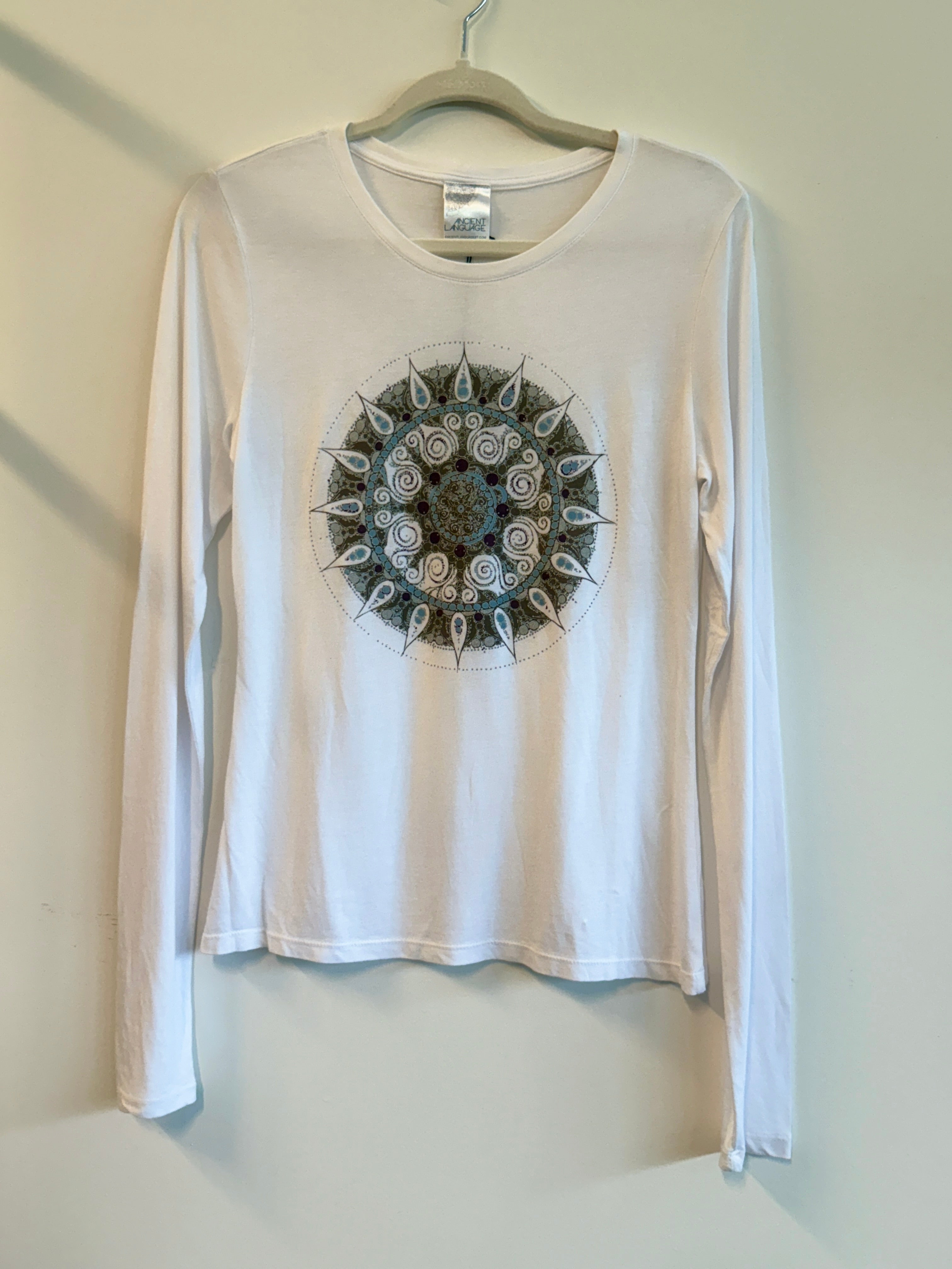 Mandala Bamboo Cotton Women's Long Sleeve Tee in White