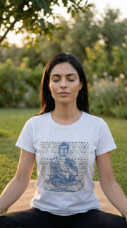 Vintage Buddha Women's Relaxed Short Sleeve Tee in White
