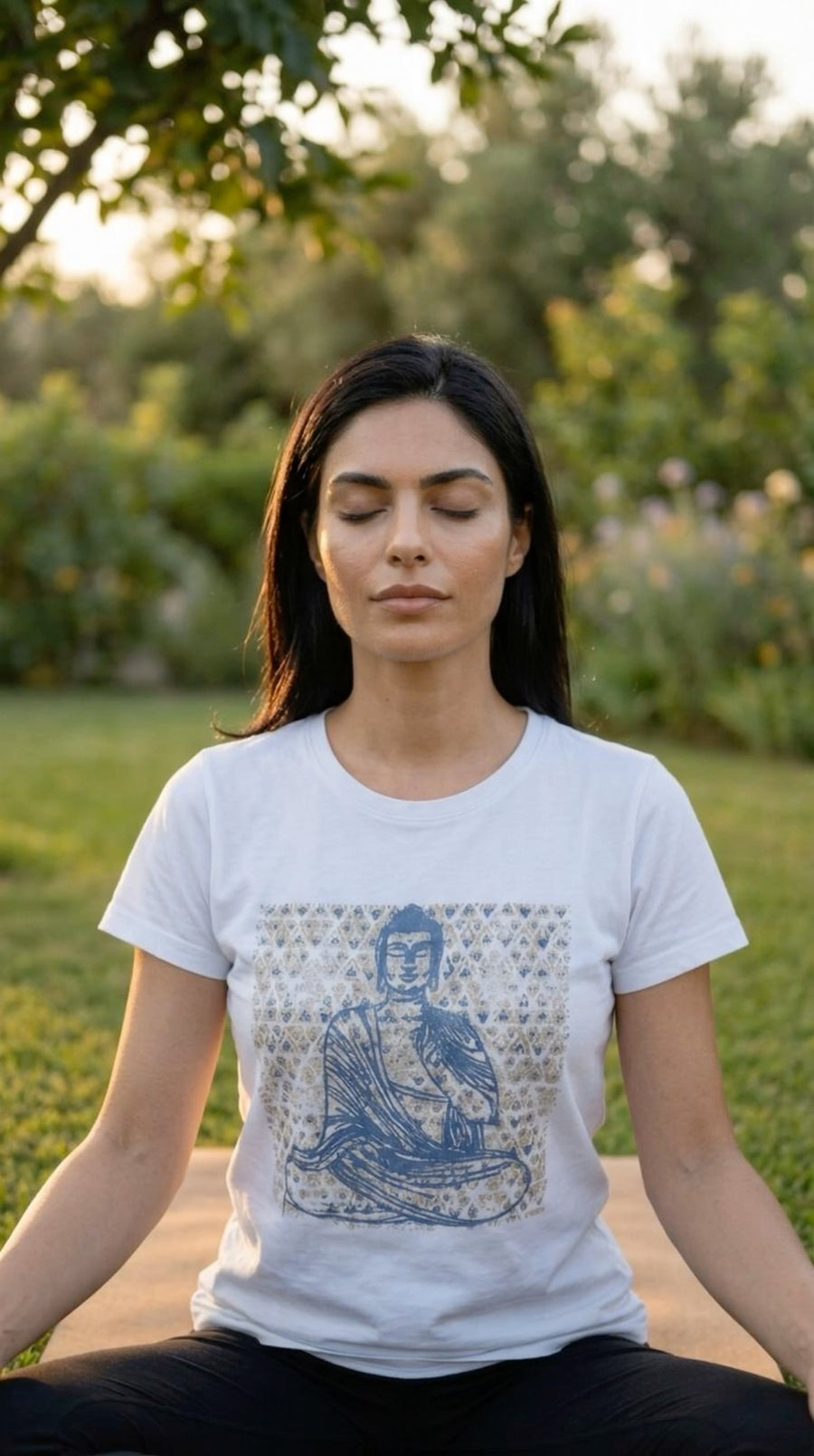 Vintage Buddha Women's Relaxed Short Sleeve Tee in White