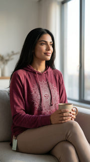 Om Wild Sun Women's Vintage Lightweight Hoodie in Berry