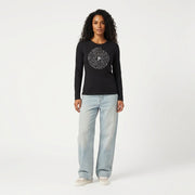 Zen Spiral Women's Bamboo Long Sleeve Tee in Black