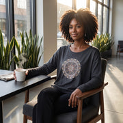Mandala Bamboo Cotton Women's Long Sleeve Tee in Charcoal Blue