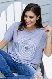 Zen Spiral Oversize Womens Short Sleeve Tee in Heather Grey