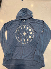 Moon & Stars Women's Vintage Fleece Hoodie Ancient Language Yoga Clothing