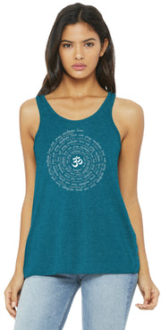 Zen Spiral Women's Flowy Racer Tank in Heather Teal