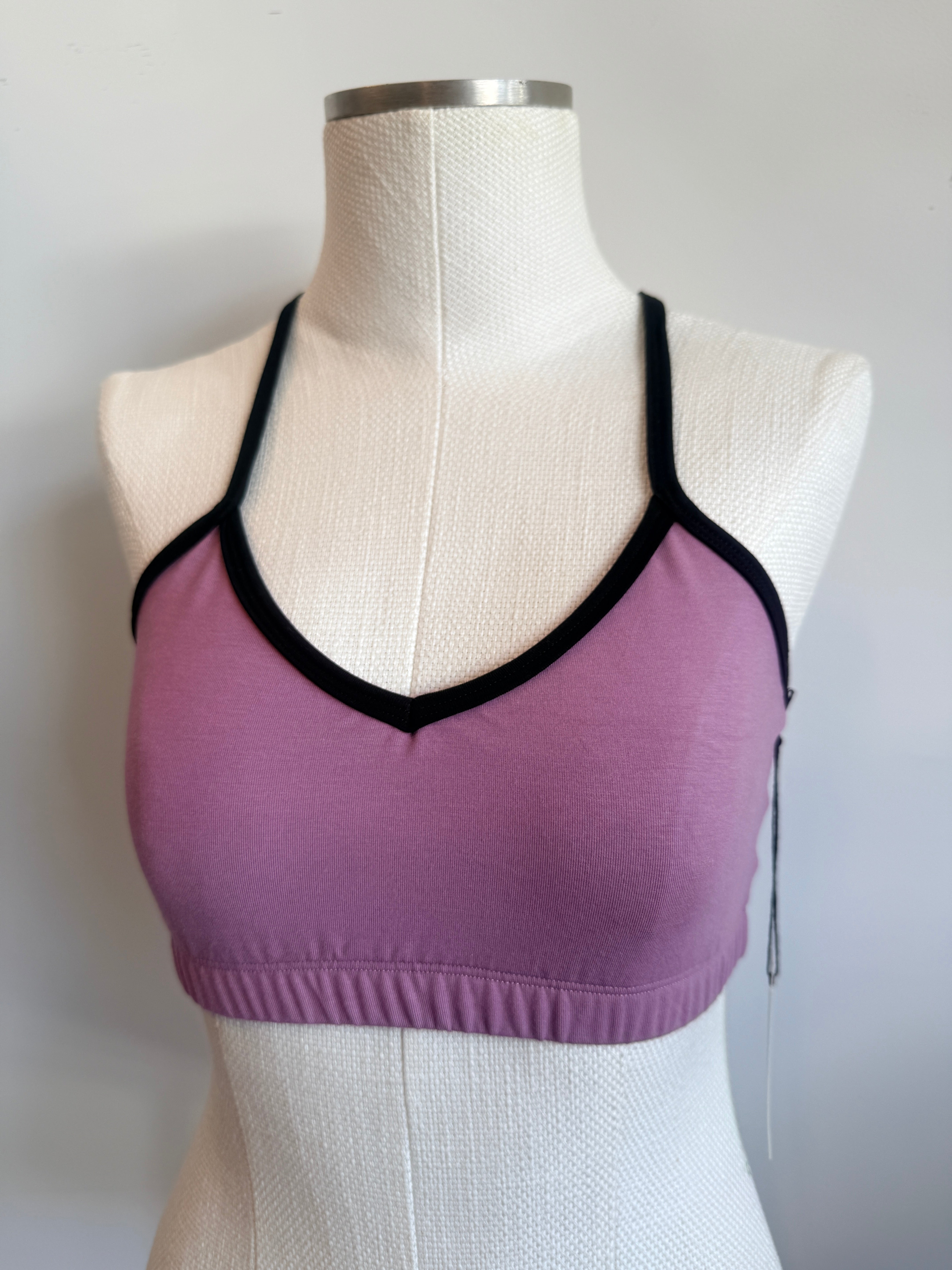 Bamboo Bralette Mauve with Black Binding