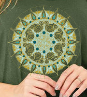 Mandala Women's Racerback Flowy Tank Top in Khaki Green