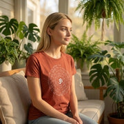 Zen Spiral Women's Bamboo Cap Sleeve Tee in Brick