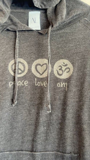 Peace Love Om Vintage Lightweight Hoodie in Vintage Black