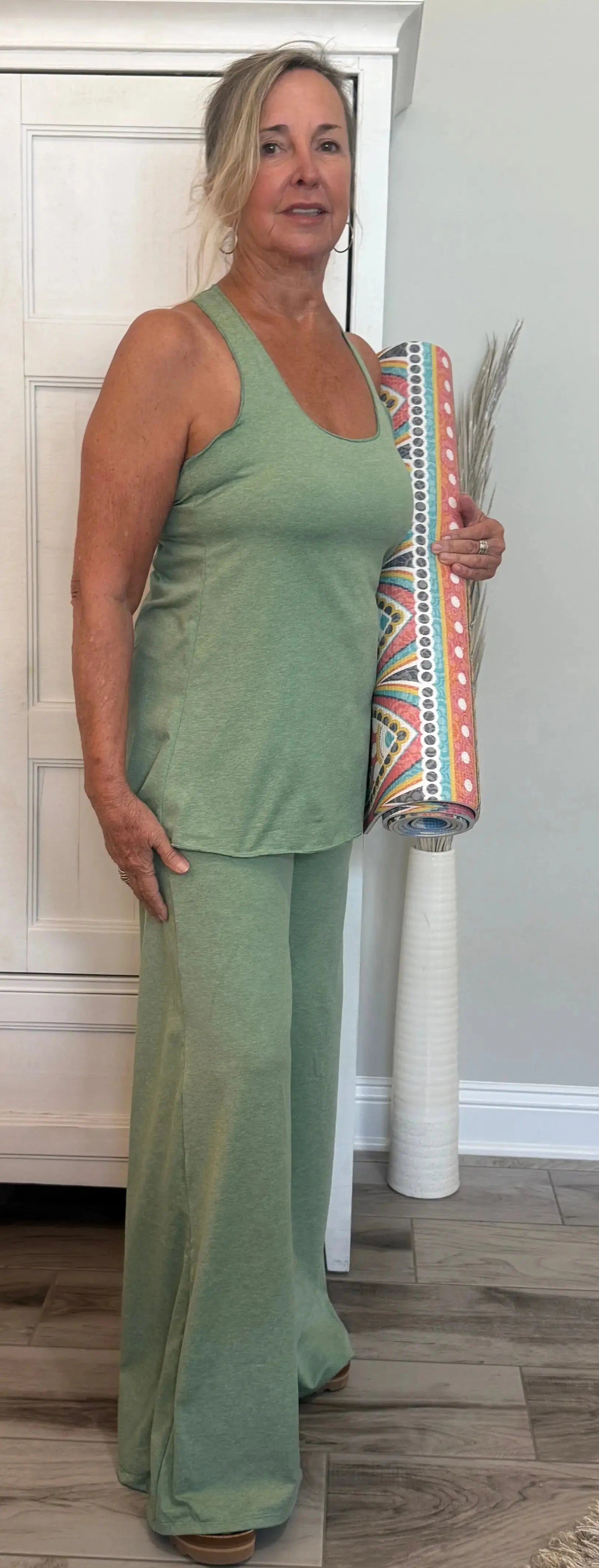 Featherweight Double Dye Women's Wrap Waist Palazzo Pant - Ancient Language Yoga Clothing