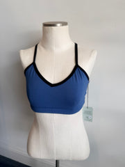 Bamboo Bralette Slate Blue with Black Binding